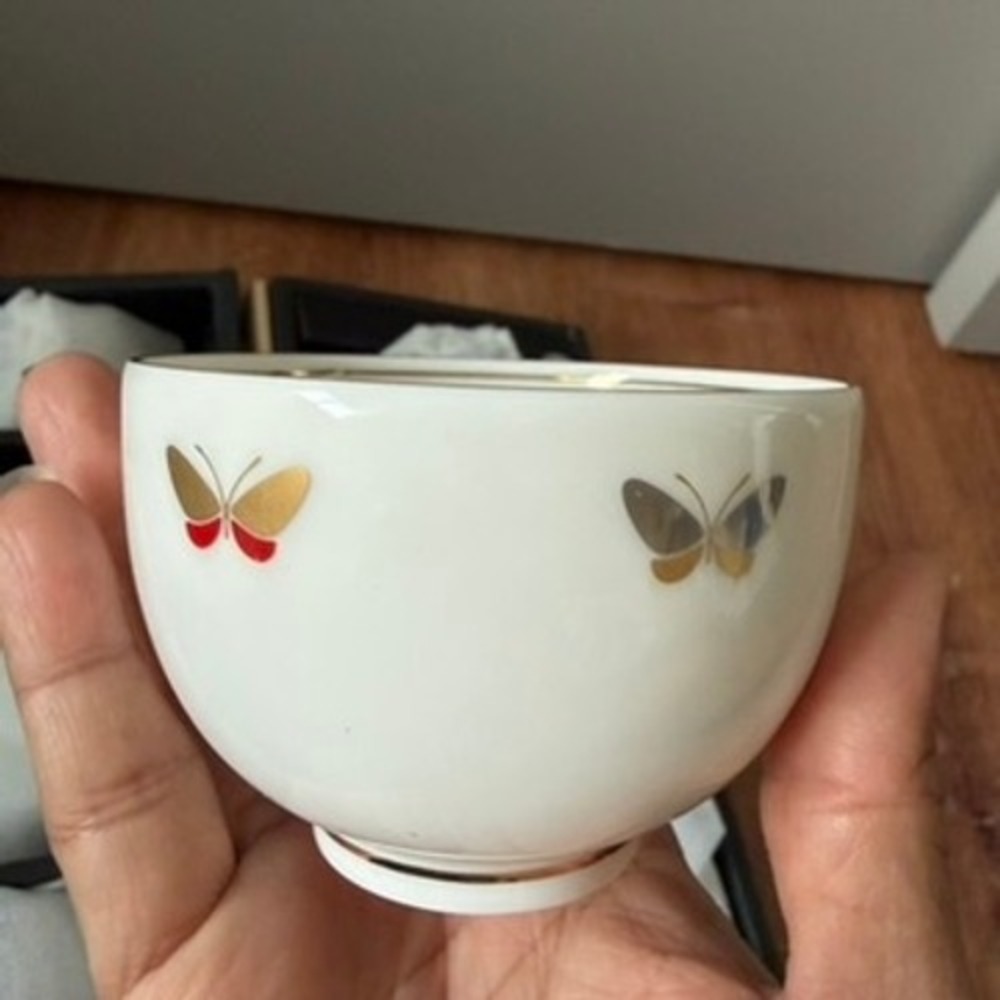 Hanae Mori Chiki Chic Butterfly Tea Set 10 Pc 5 Cups & Saucers‎ NIB Japan